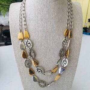 Brighton double chain necklace gold and silver also.  Crystals sparkles